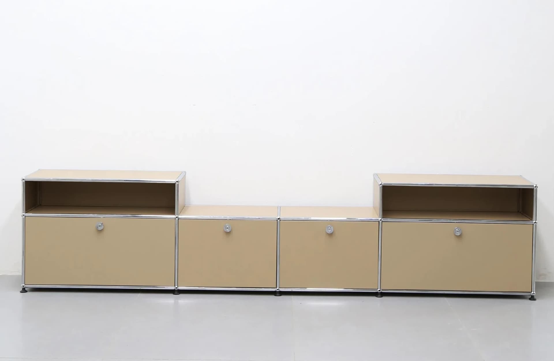 Beige four-bay media console
