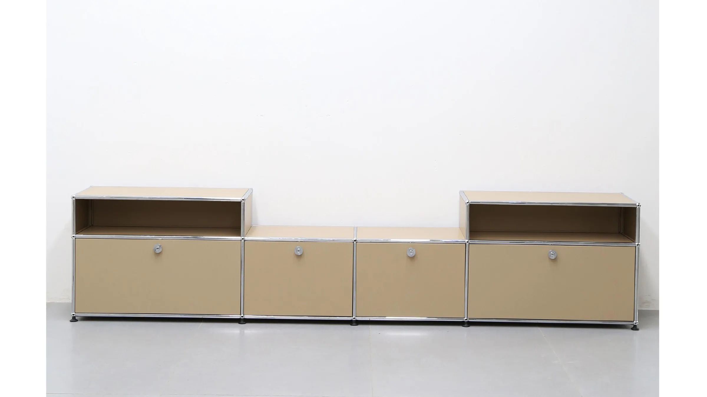 Beige four-bay media console