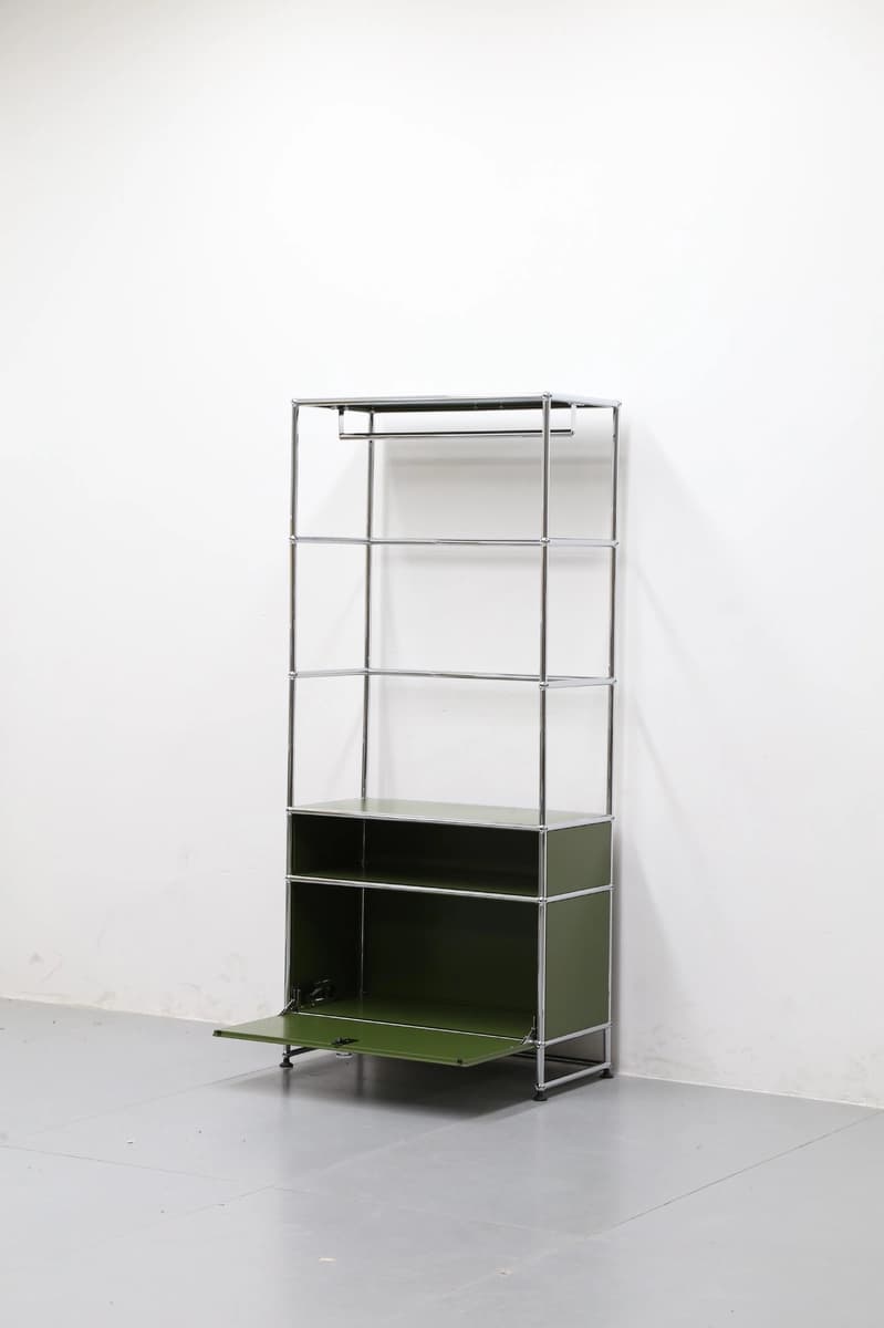 Оливковый модульный шкаф для прихожей